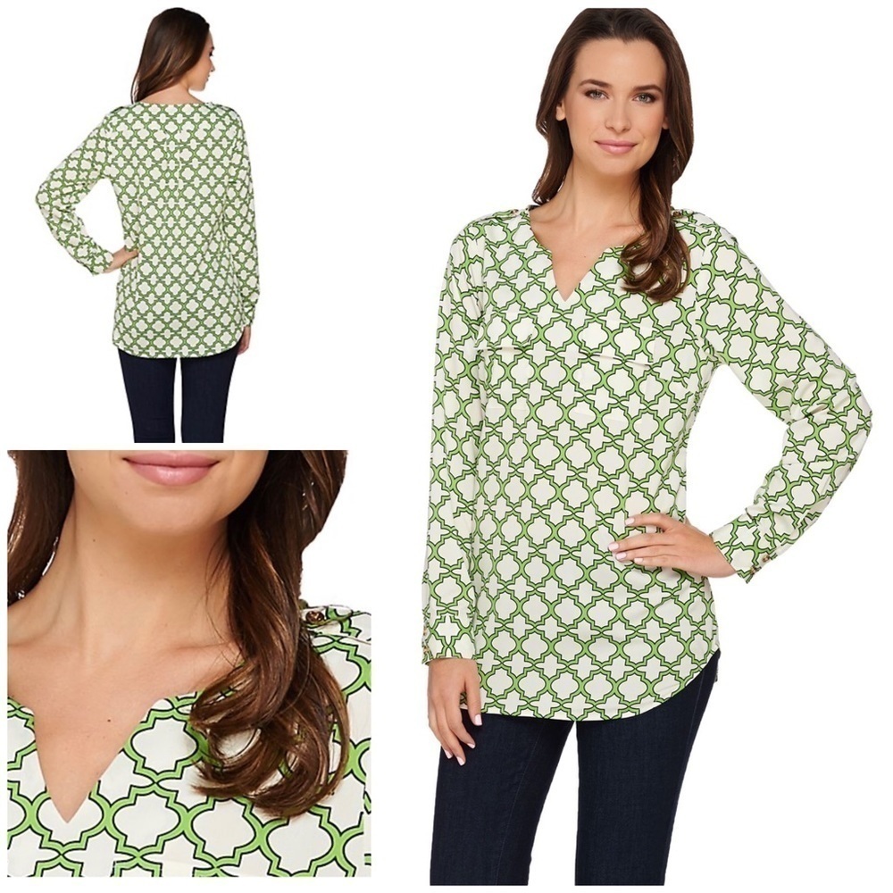 NWOT C. Wonder Trellis Print Woven Caitlin Blouse​​​​​​